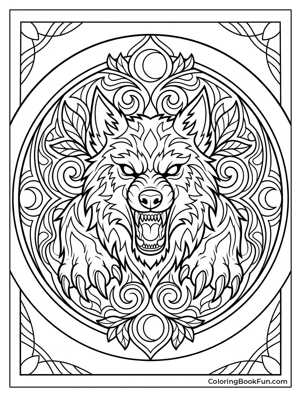 Gothic Werewolf Mandala Design
