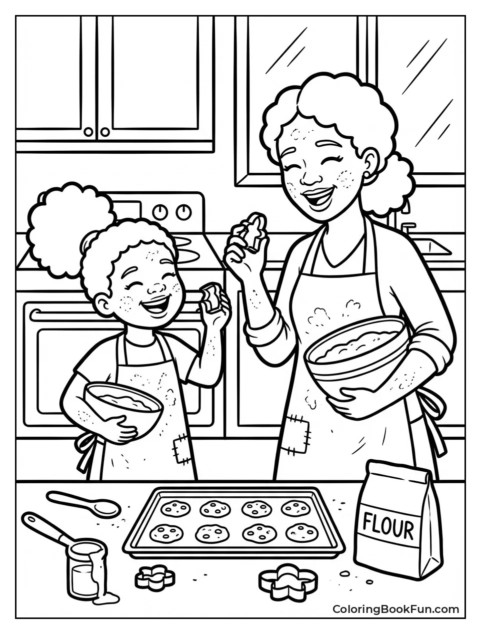 Gracie Bakes Cookies with Mom