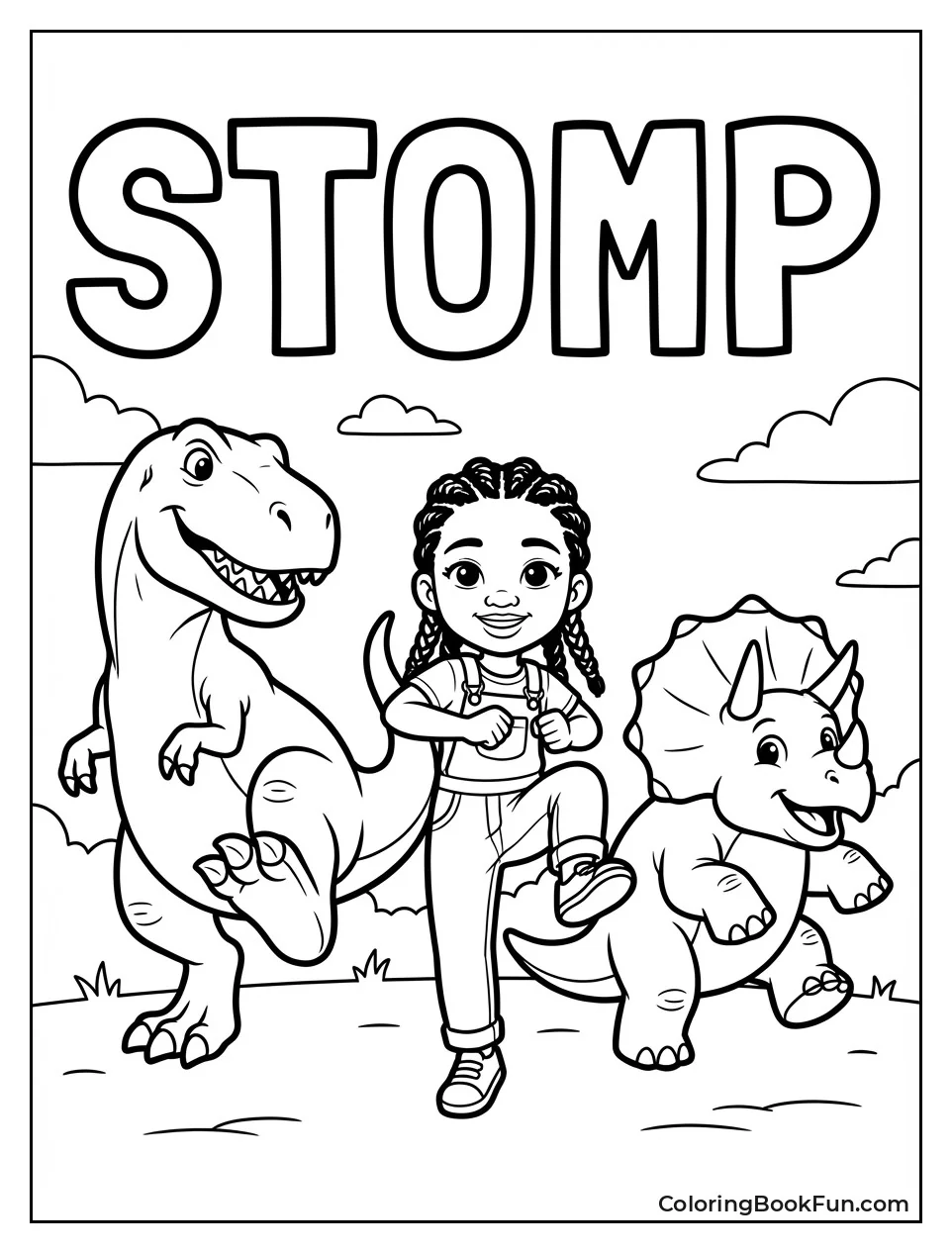 Gracie Stomps with Dinosaurs