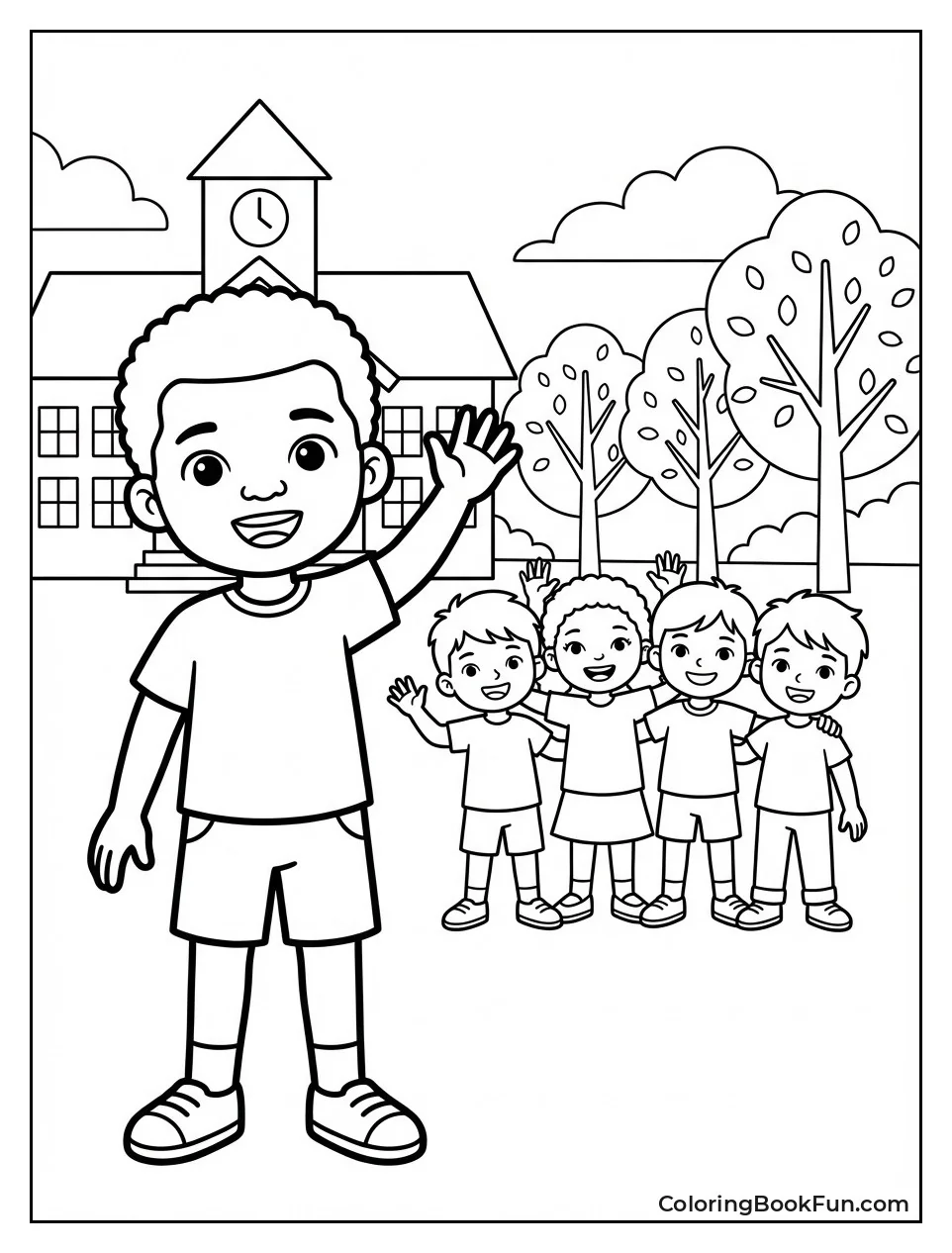 Mateo Waves to Friends