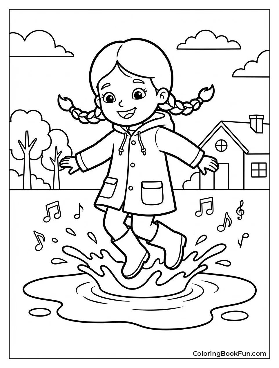 Gracie Splashes in Rain Puddle