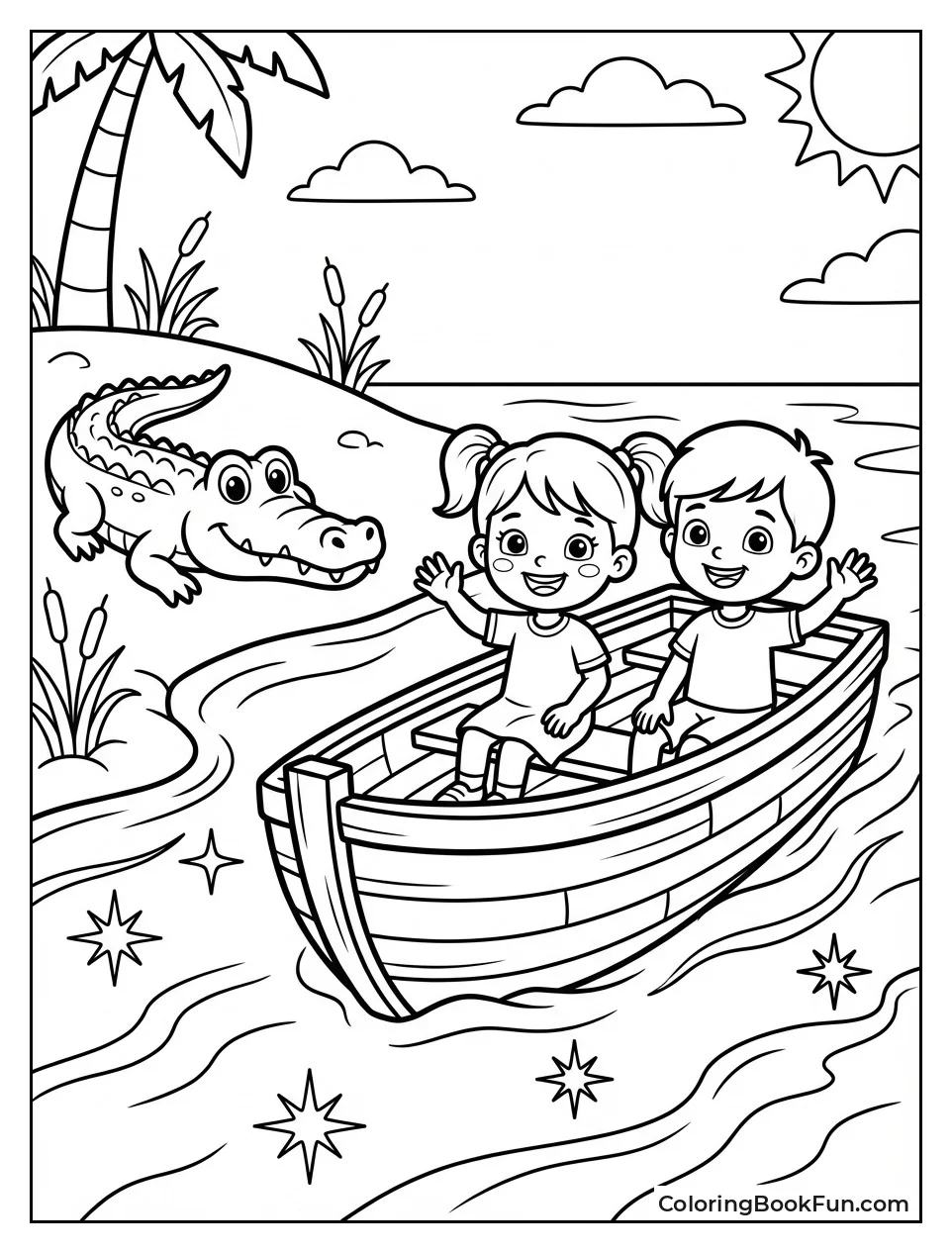 Gracie Rows Boat with Brother