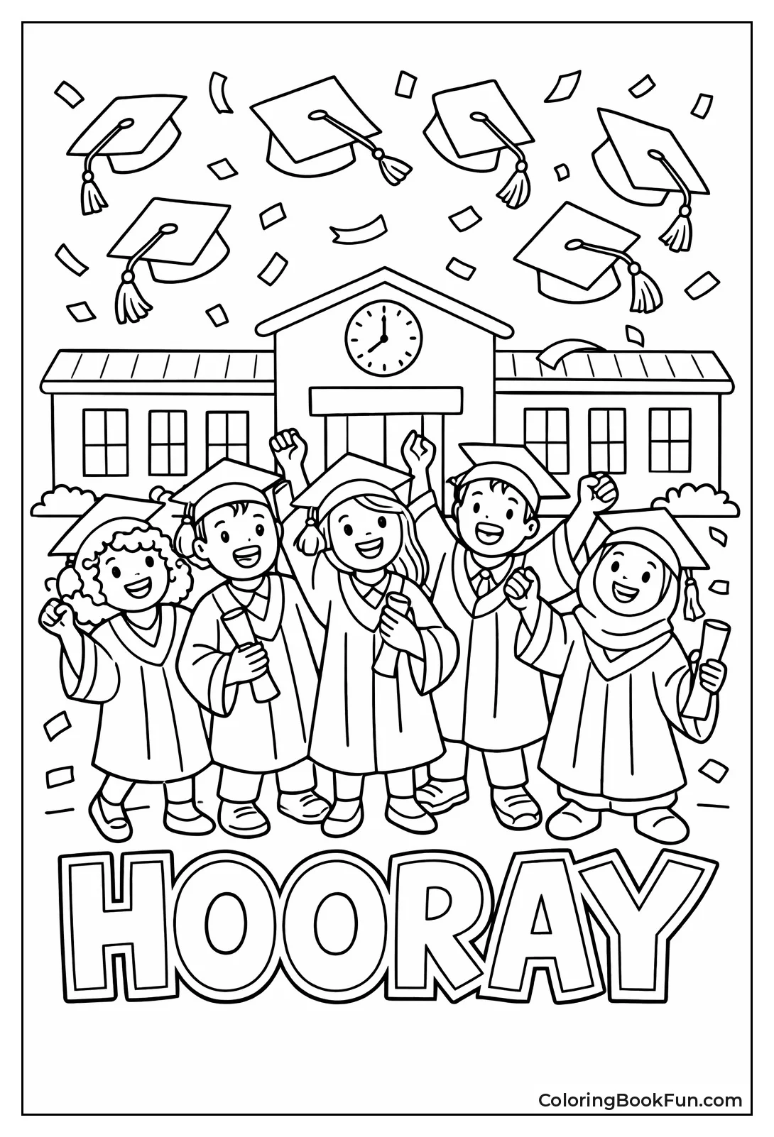 Graduates Tossing Caps High