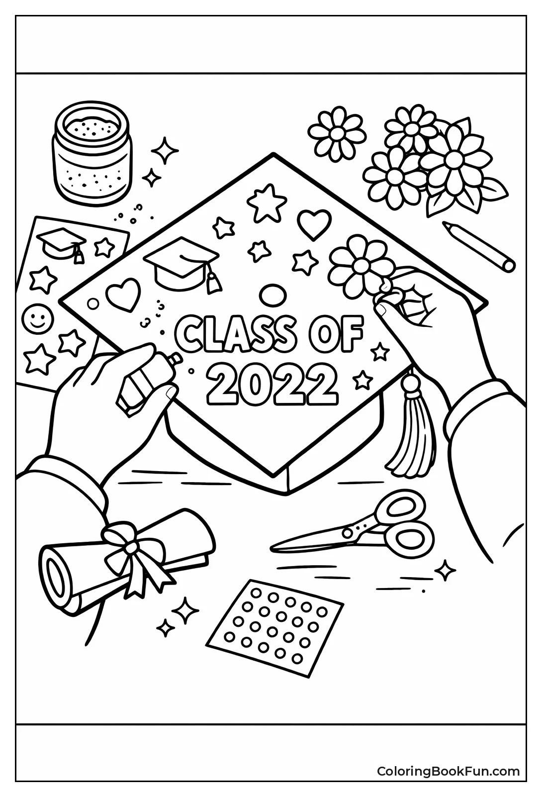 Hands Decorating Glittery Cap