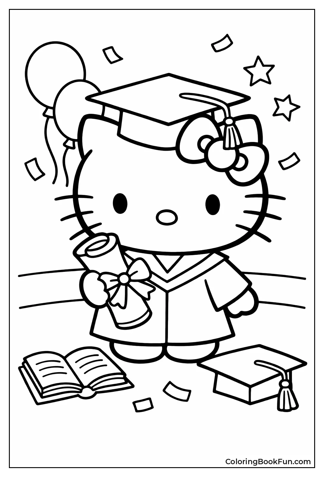 Hello Kitty Holds Diploma Happily