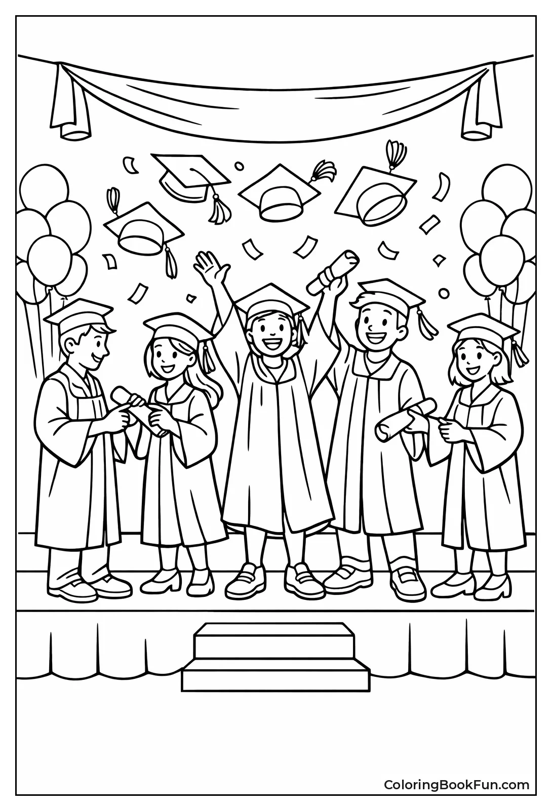 Teens Toss Caps on Stage