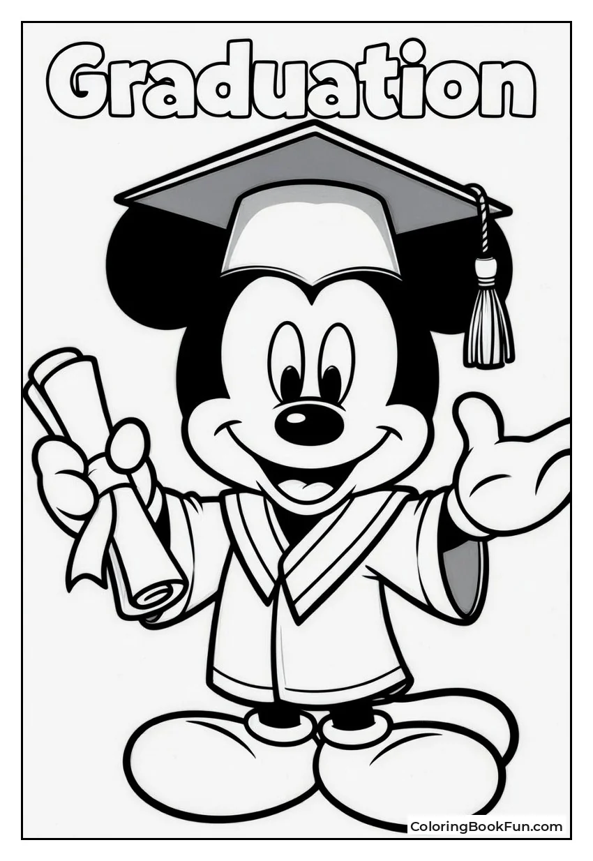 Mickey Mouse Holds Diploma