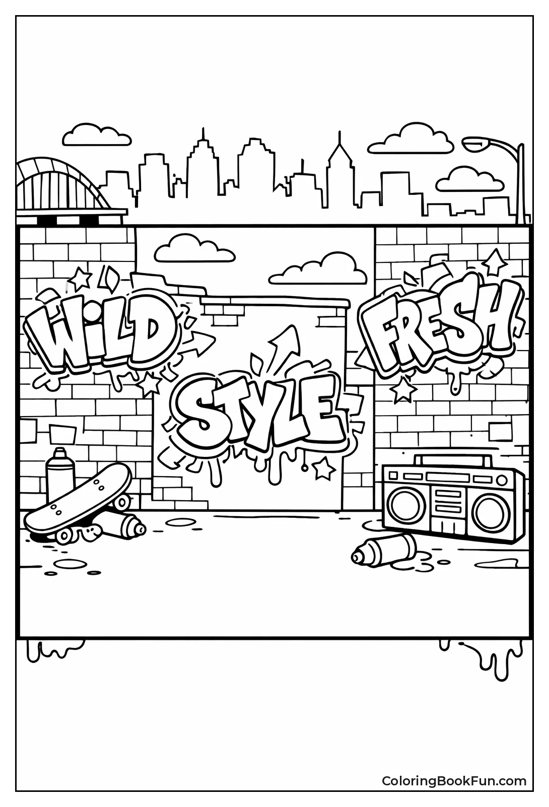 City Skyline Graffiti Border