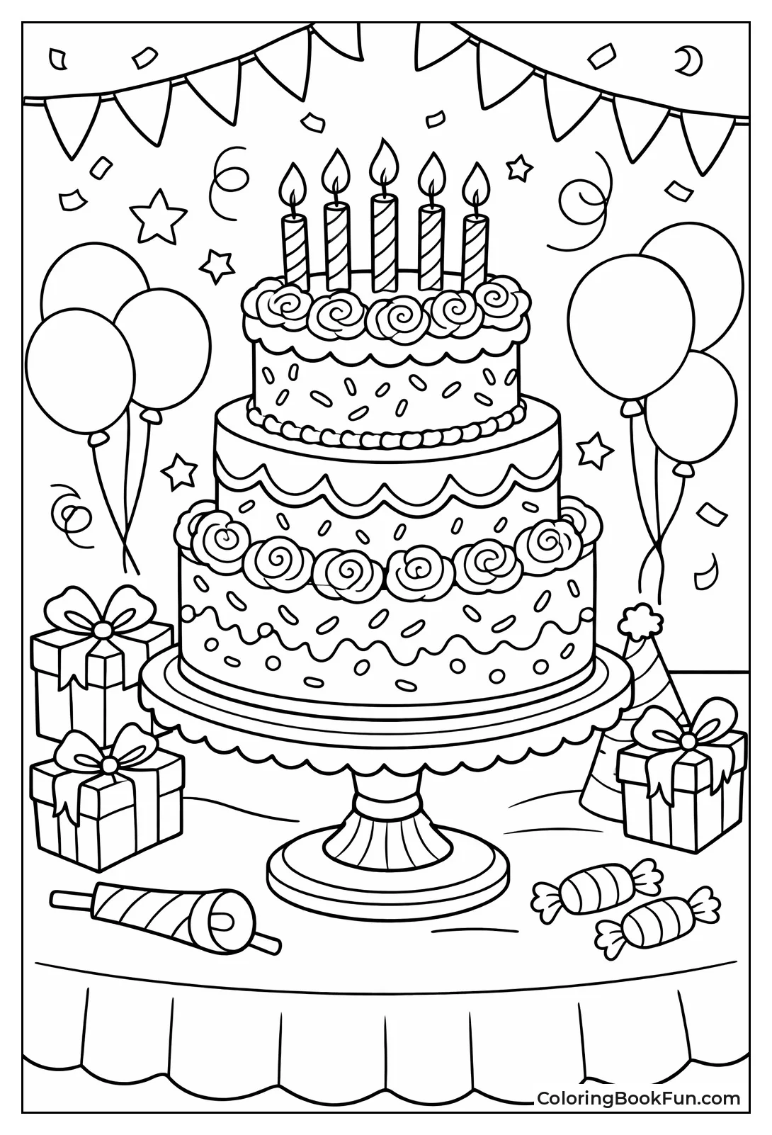 Three-Tiered Cake with Candles