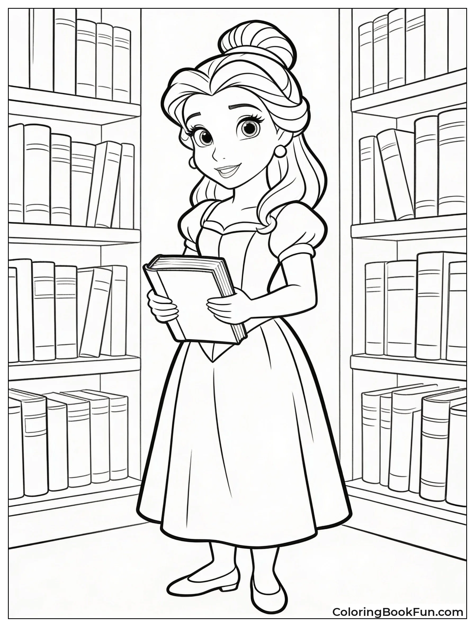 Belle Reads in Her Green Dress