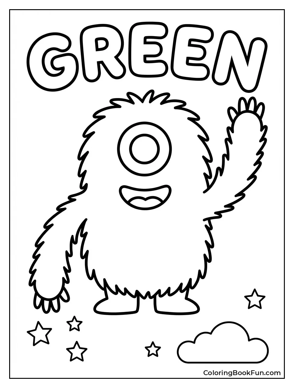 Friendly Green Monster Waving