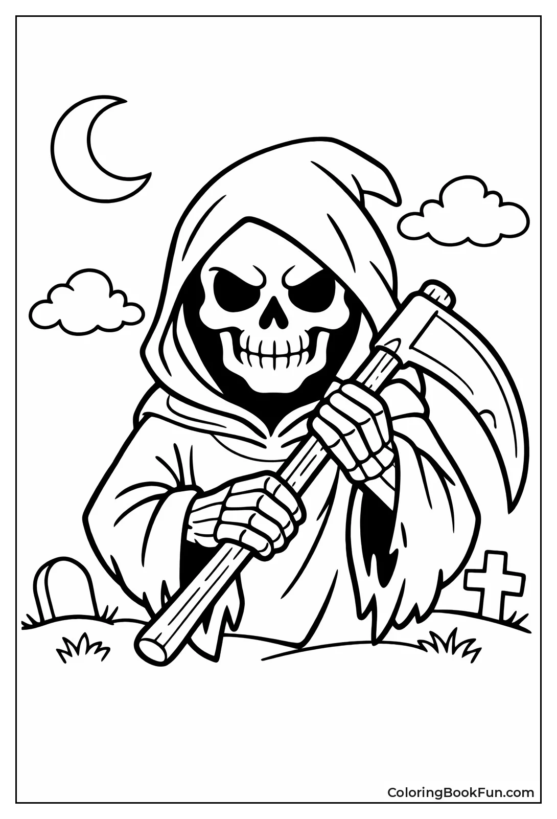 Grim Reaper Skull Holding Scythe