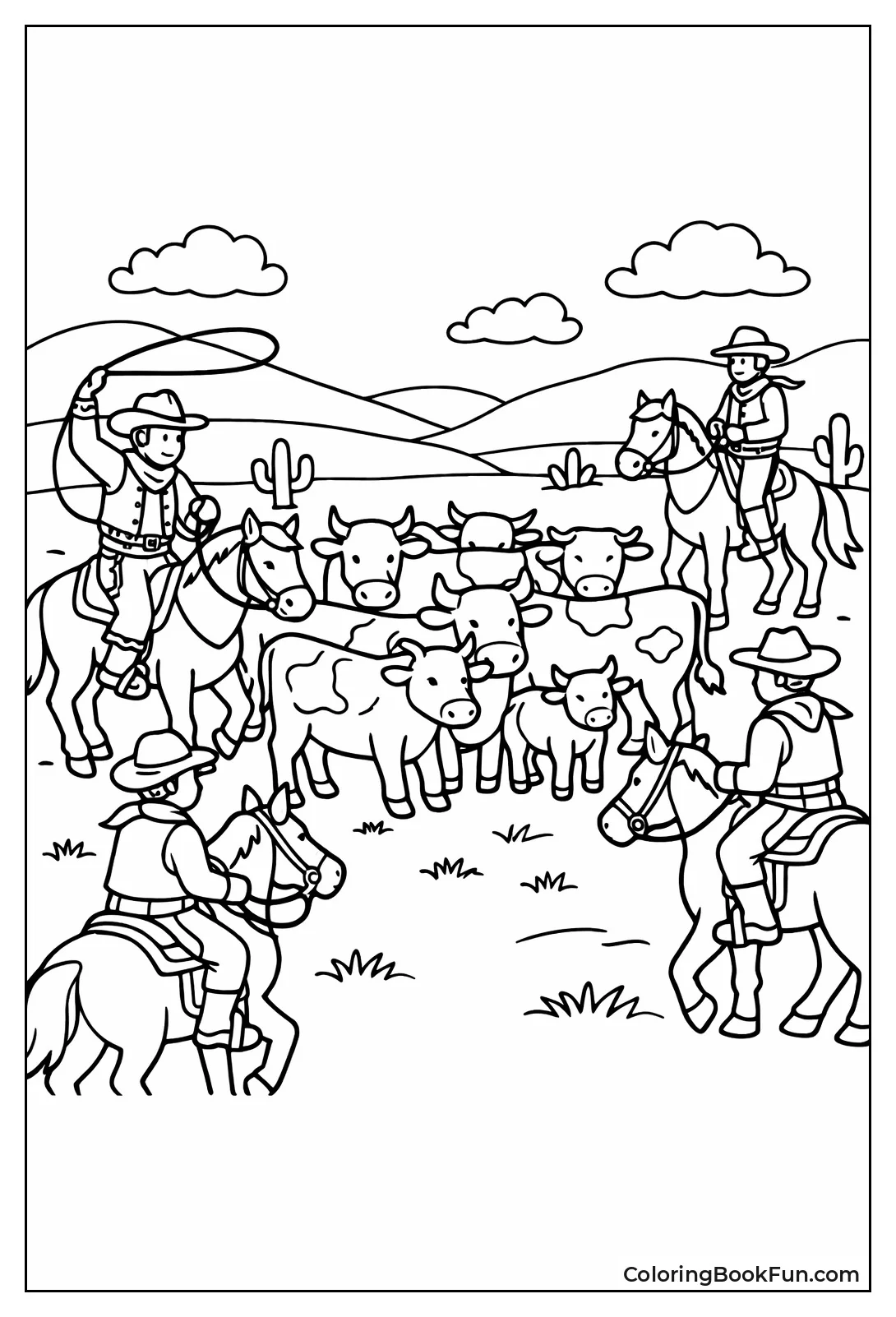 Cowboys Rounding up Cows