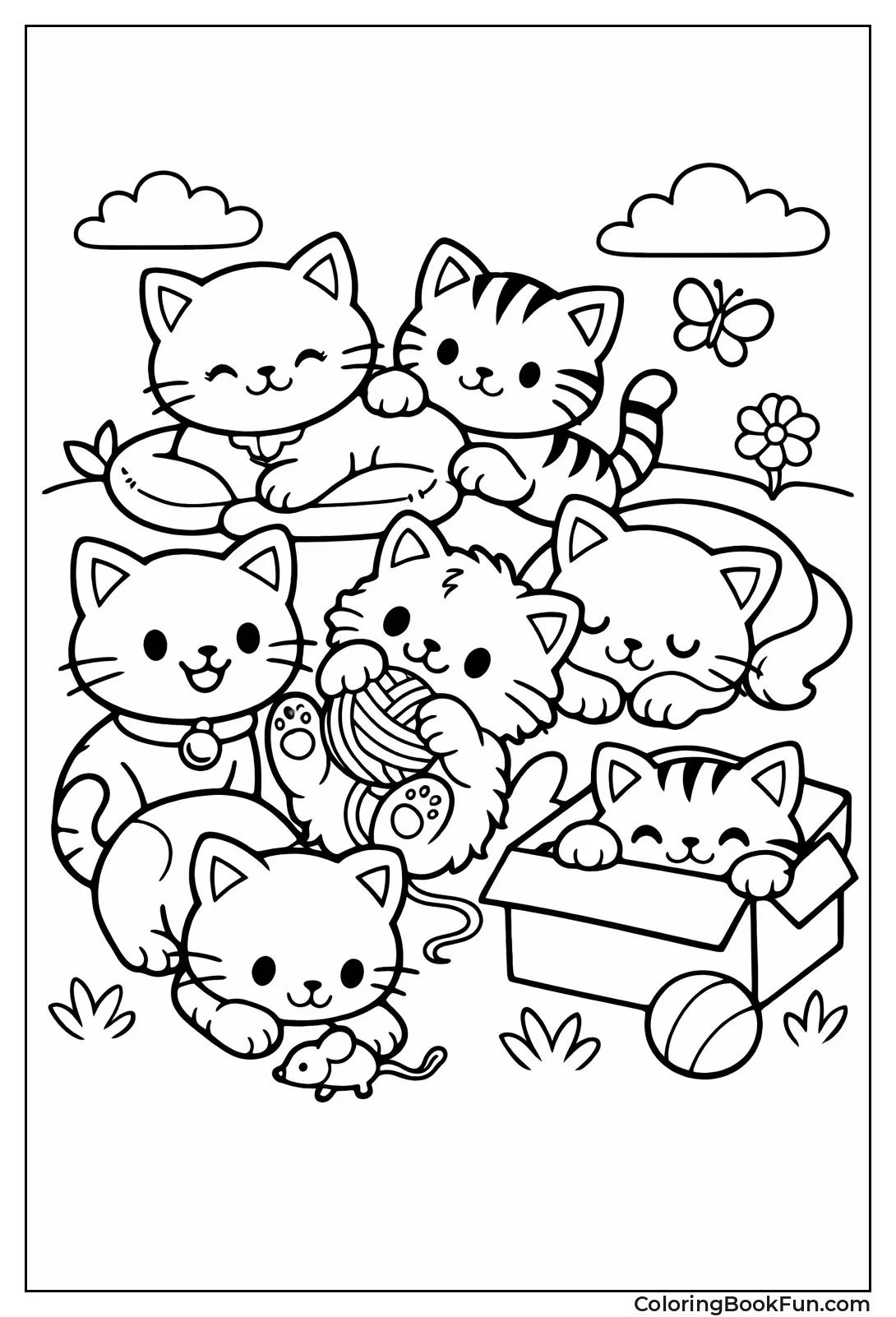 Group of Cats Playing