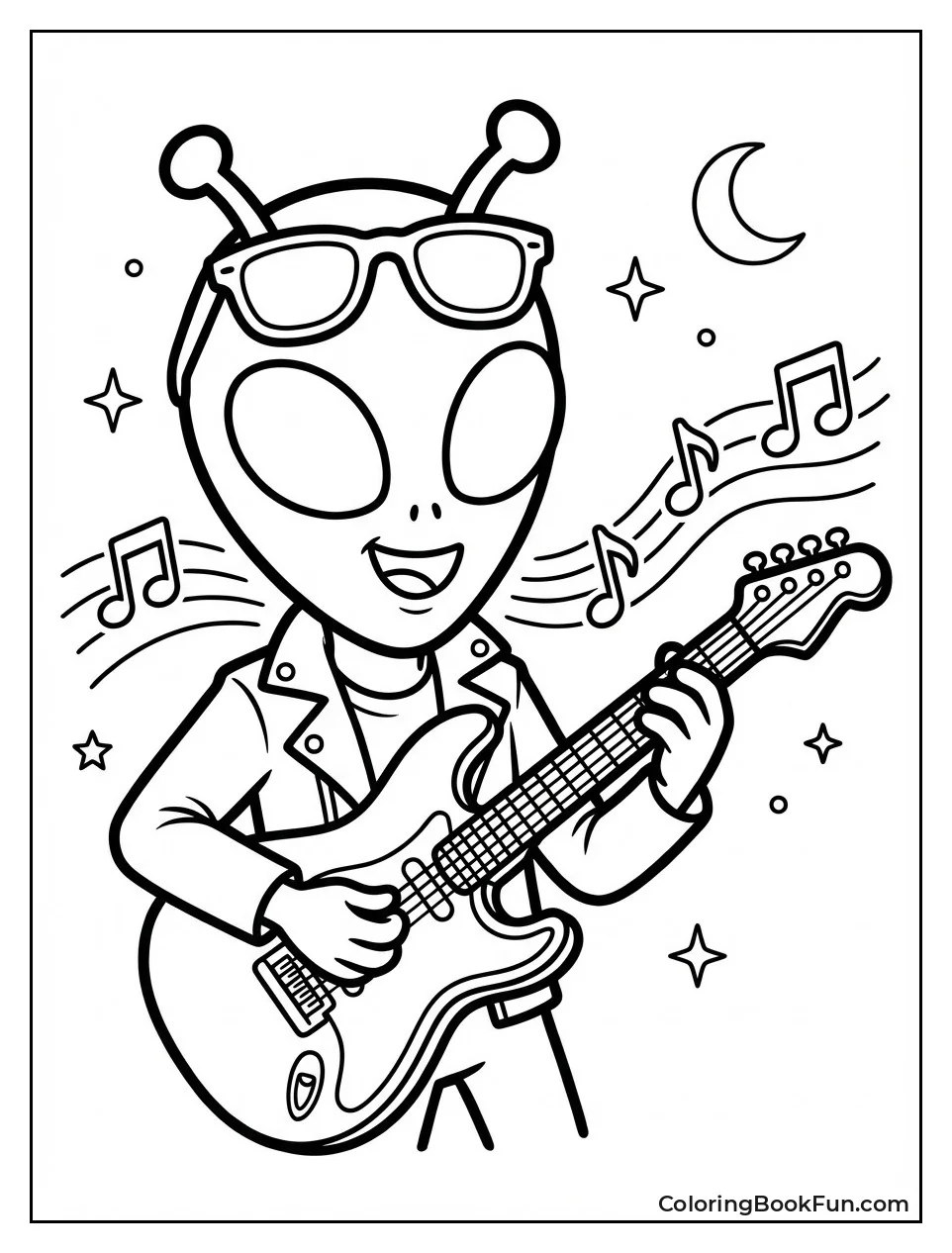 Alien Strums Electric Guitar