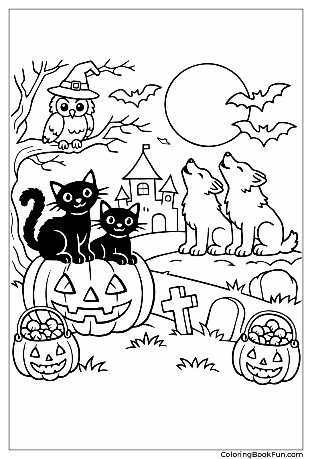 Black Cat on Halloween Fence