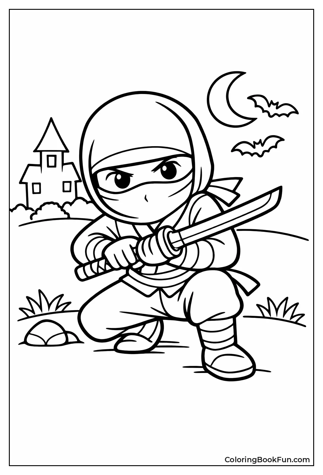 Stealthy Ninja Holds Katana