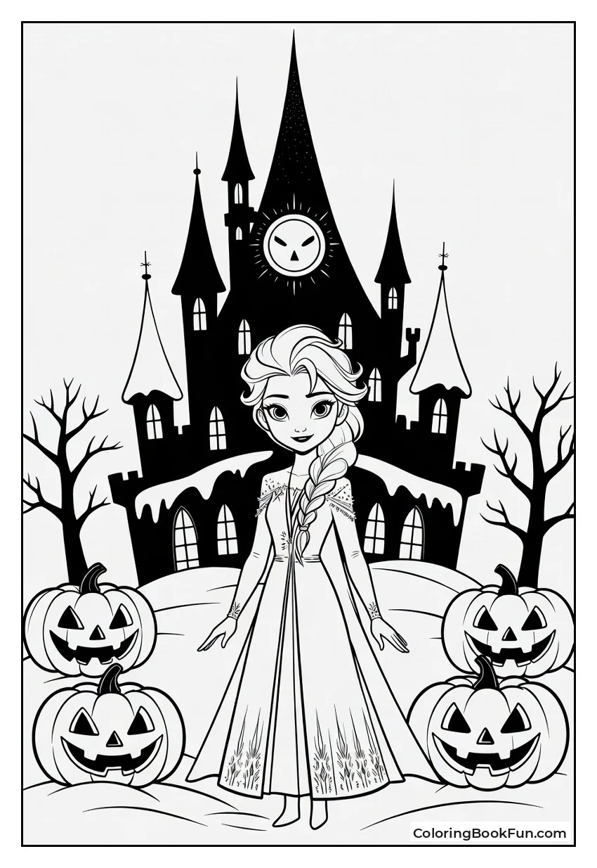 Elsa with Halloween Pumpkins