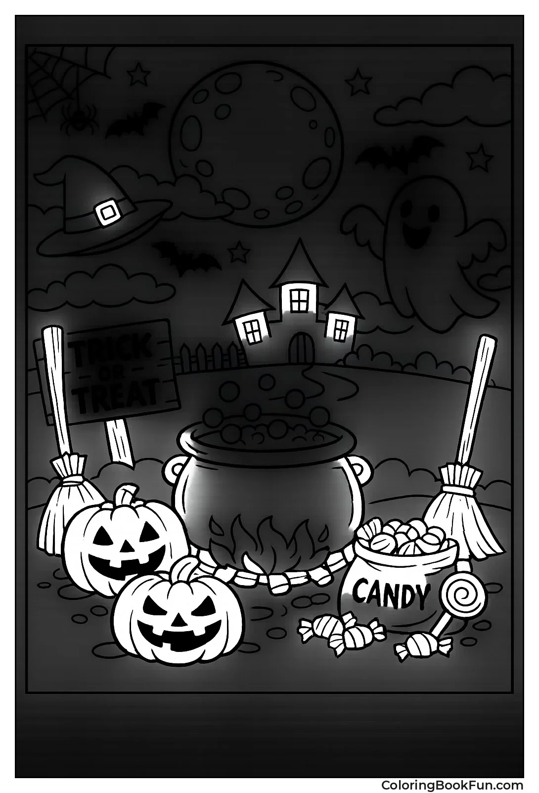 Witch's Cauldron under Full Moon