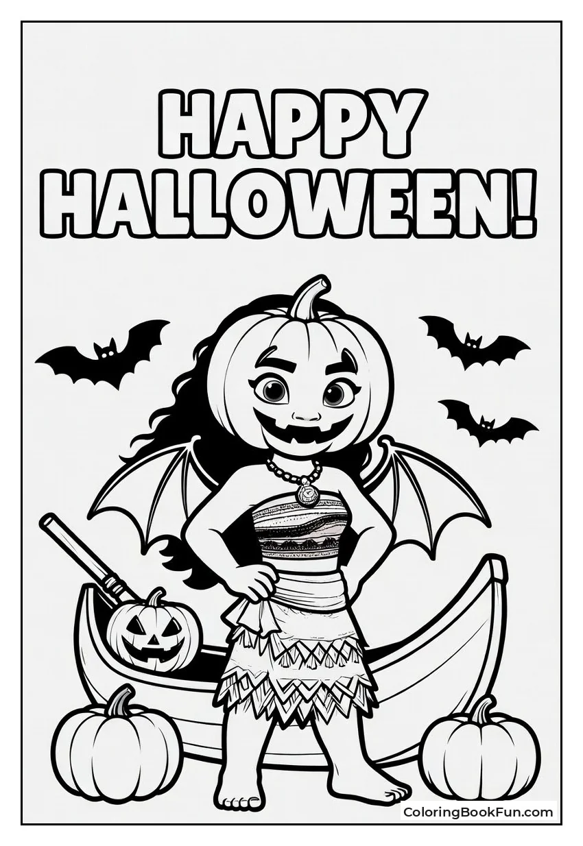 Halloween Moana Paddles Spooky Canoe