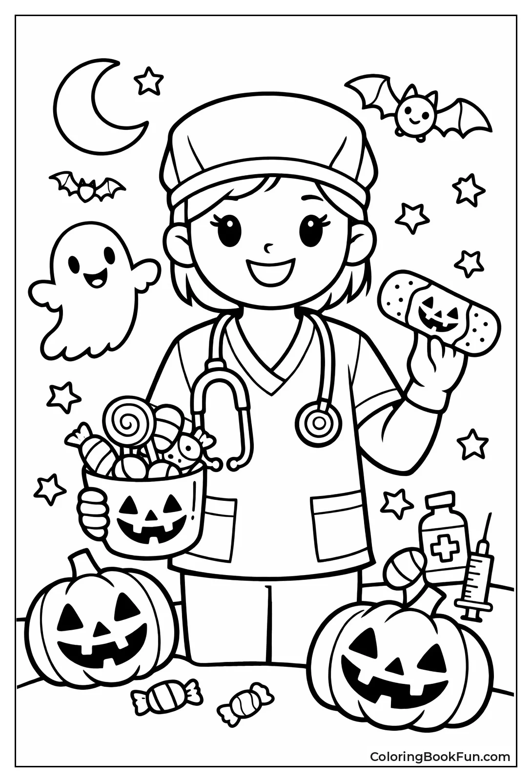 Halloween Nurse with Candy