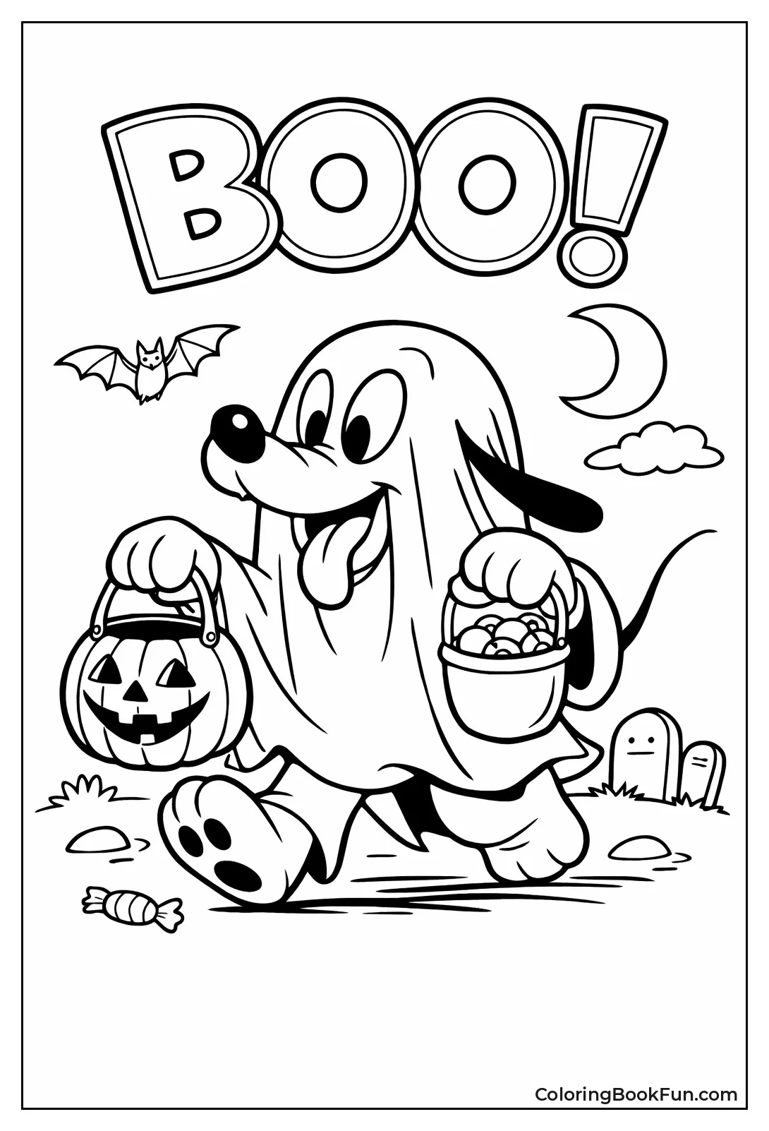Pluto Trick-or-Treats in Ghost Costume