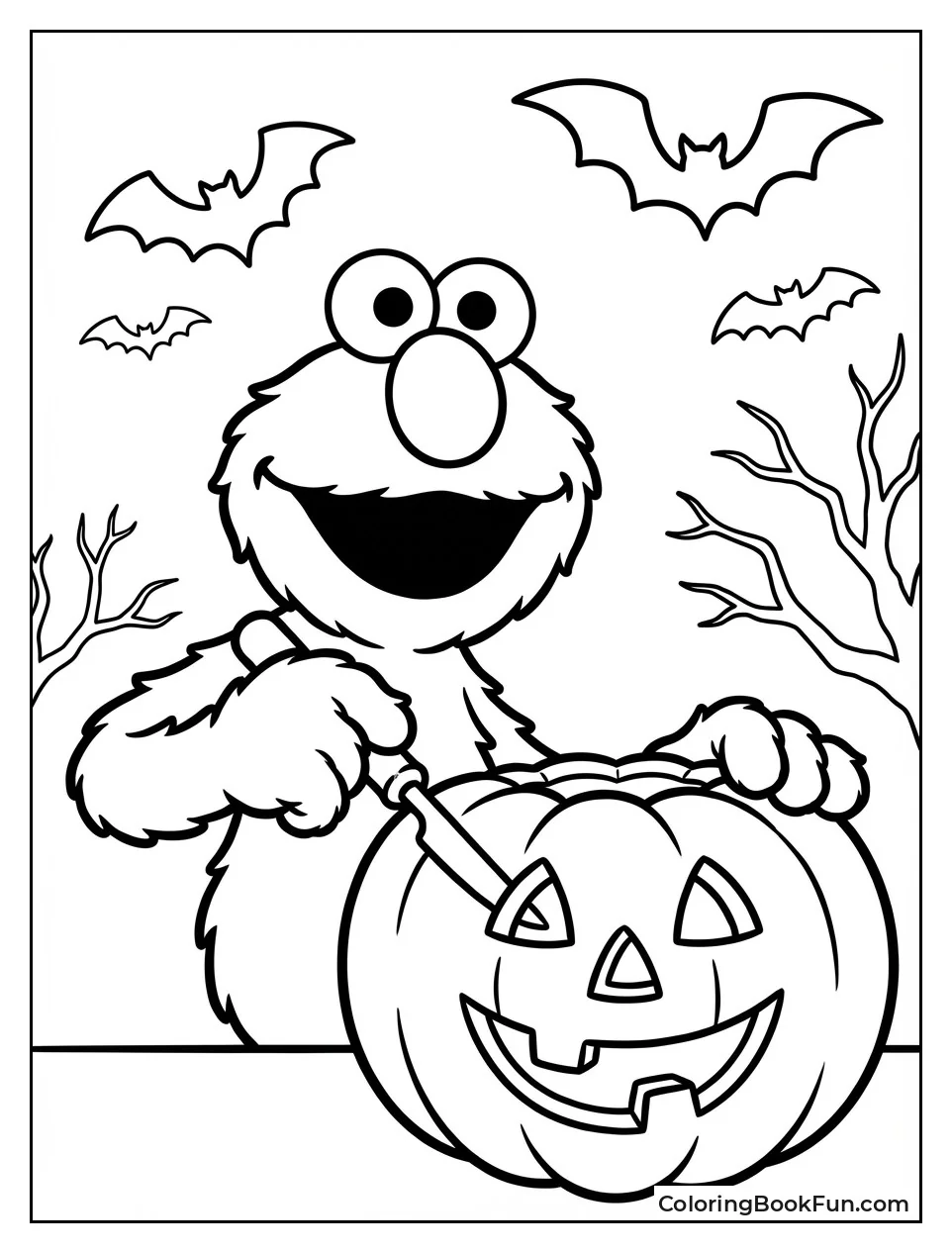 Elmo Carves Spooky Pumpkin