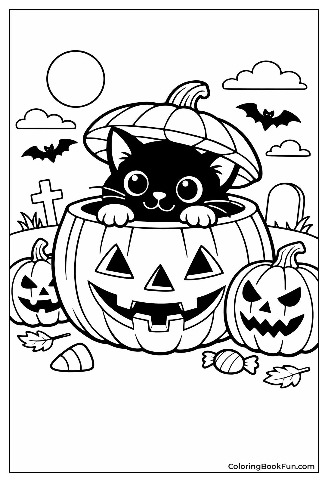 Cat Peeks from Pumpkin