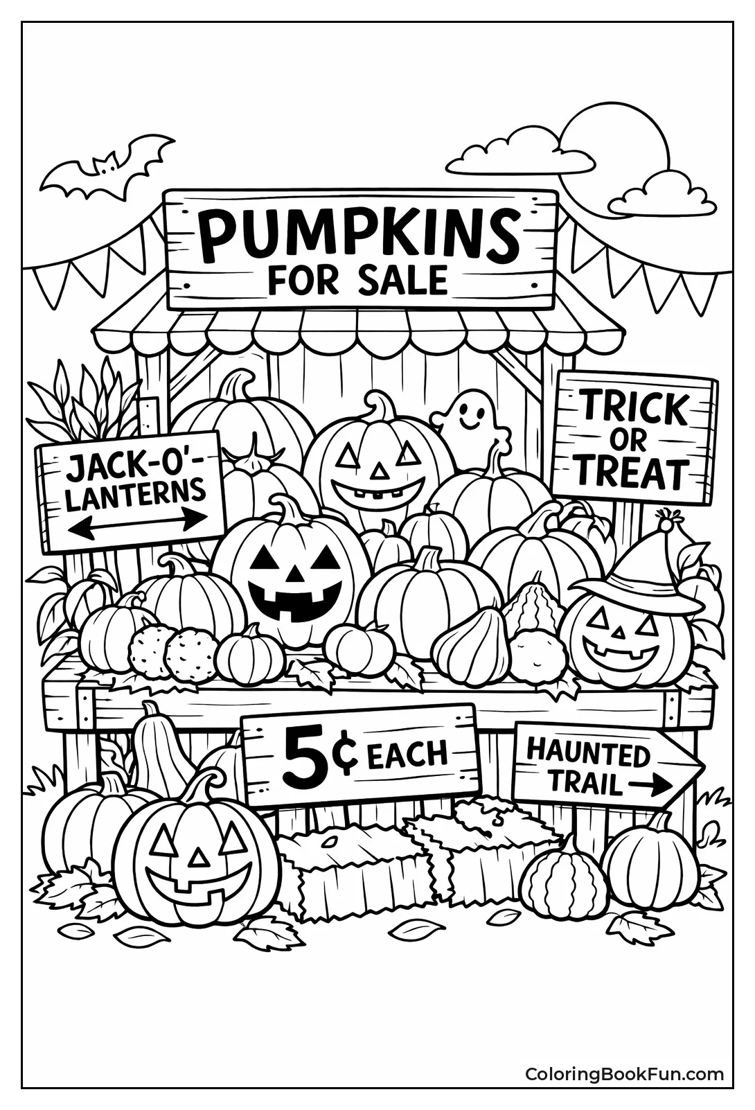 Farm Stand Piles Pumpkins