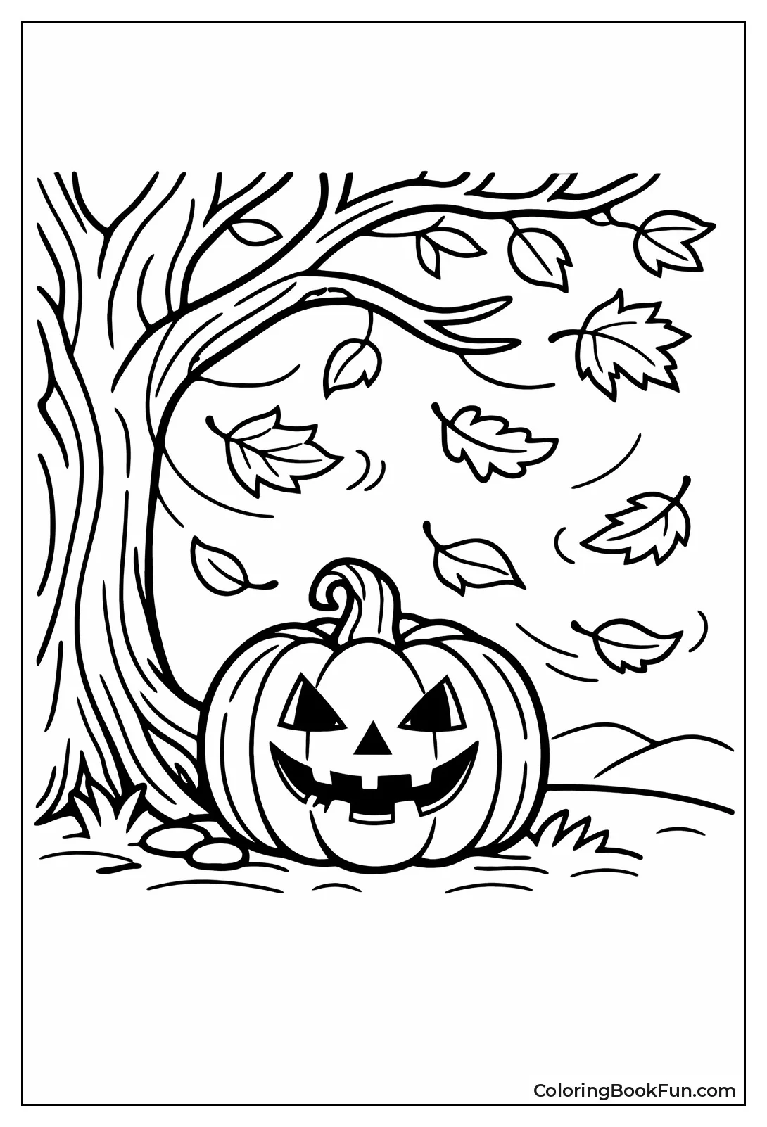 Leaves Fall on Pumpkin