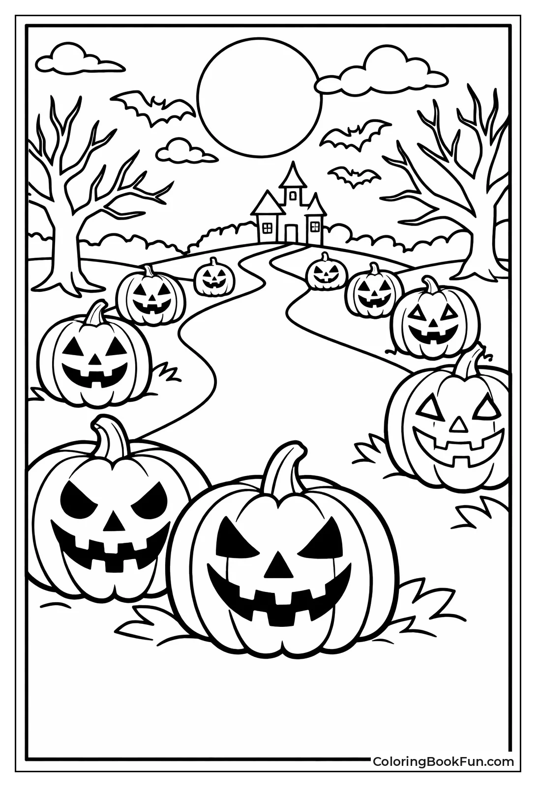 Lit Pumpkins Line Pathway