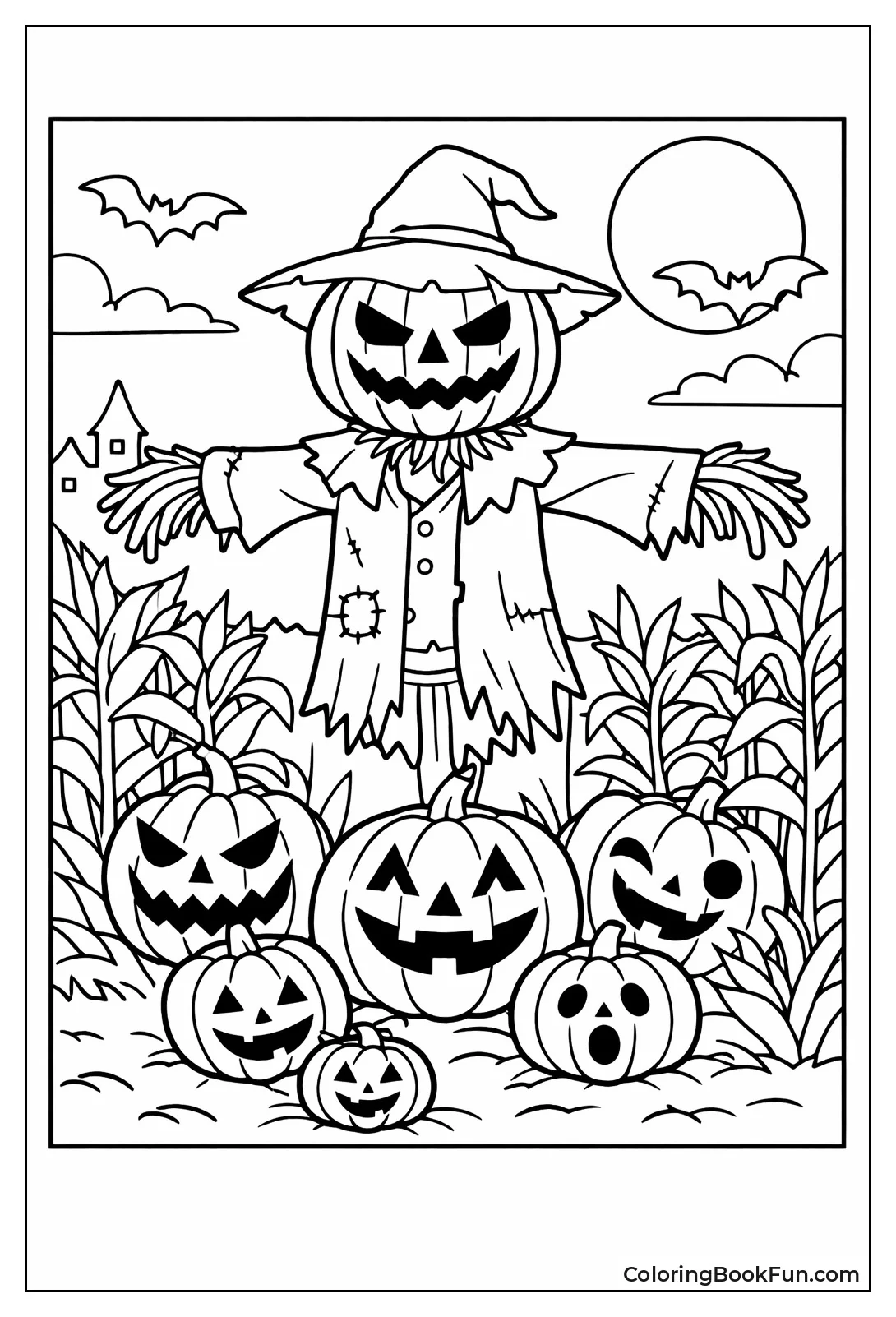 Pumpkin-Head Scarecrow in Field