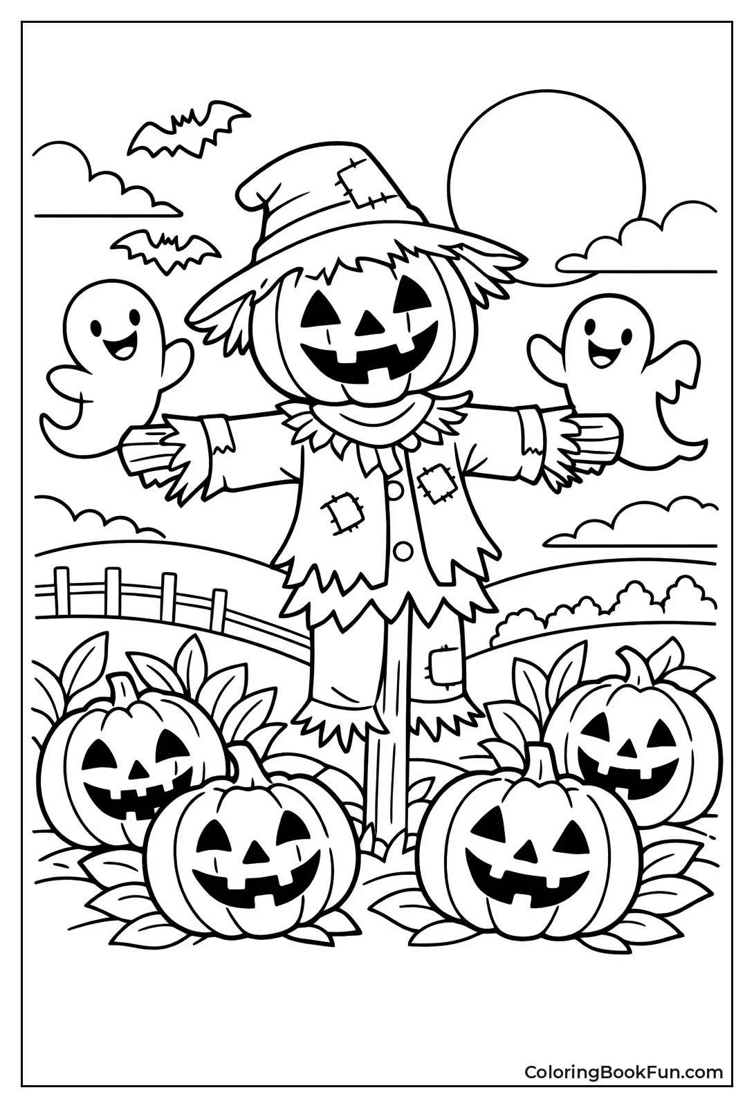Halloween Scarecrow with Ghosts