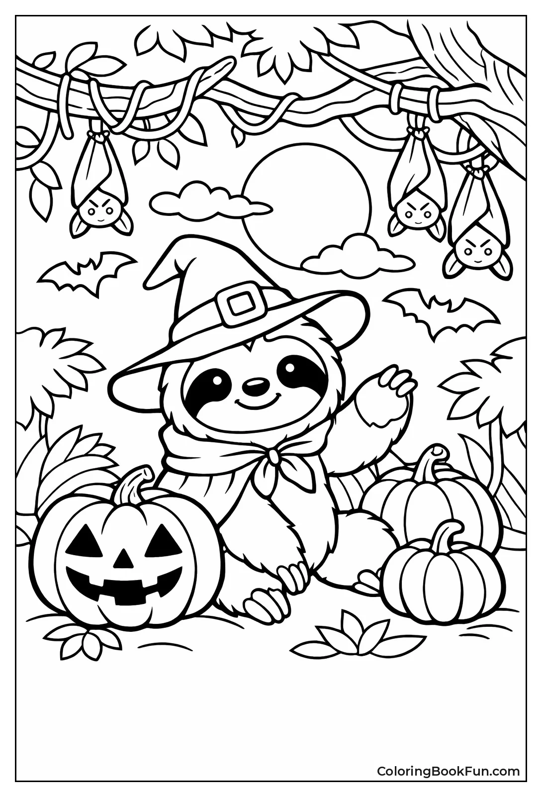 Halloween Sloth with Witch Hat
