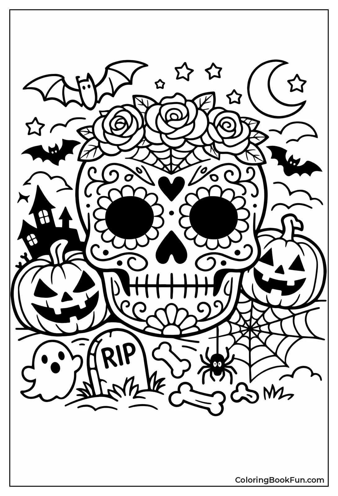 Halloween Bat Sugar Skull