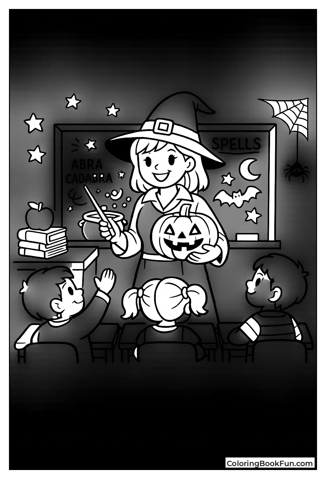 Teacher in Witch Hat Pumpkin