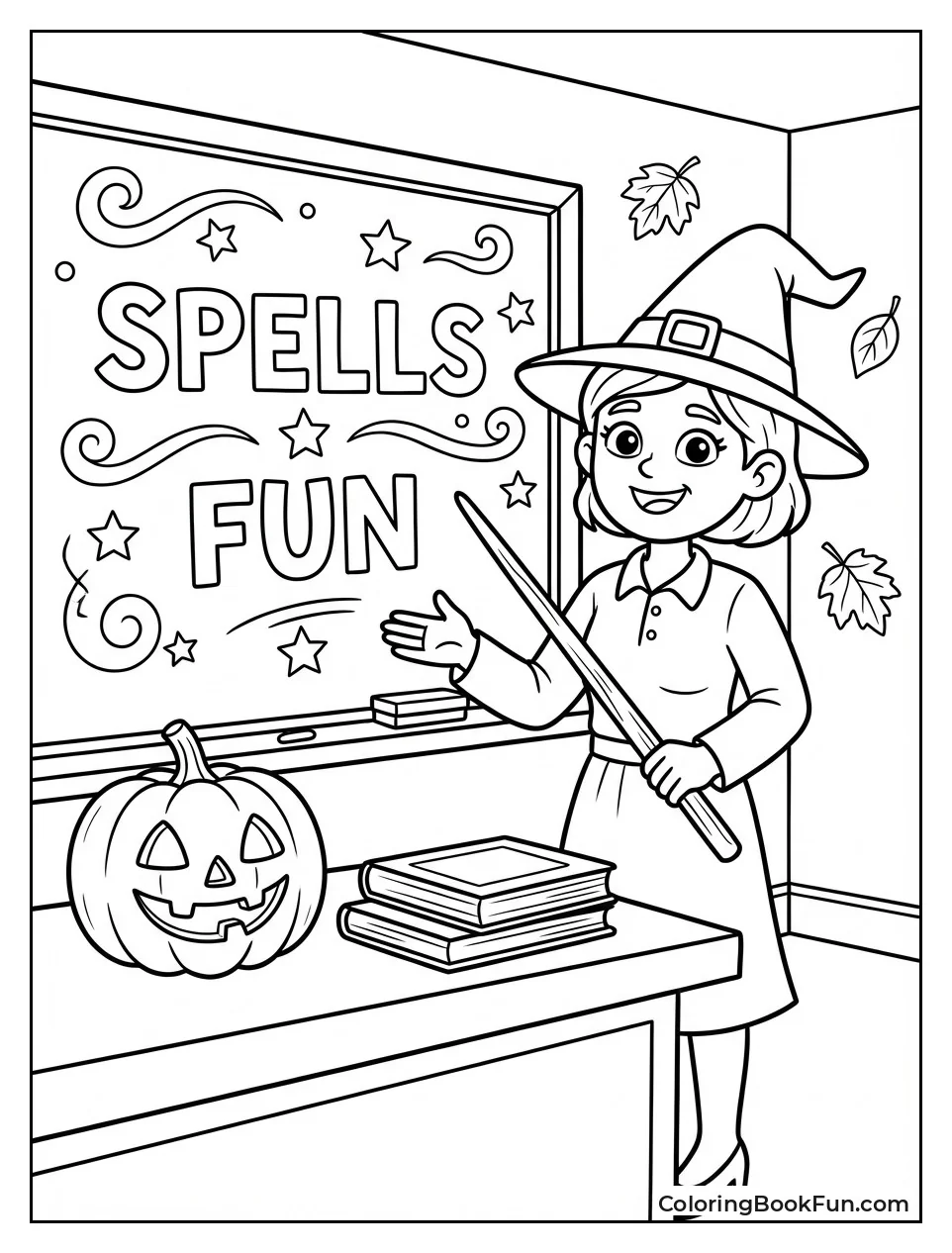 Teacher in Witch Hat Pumpkin