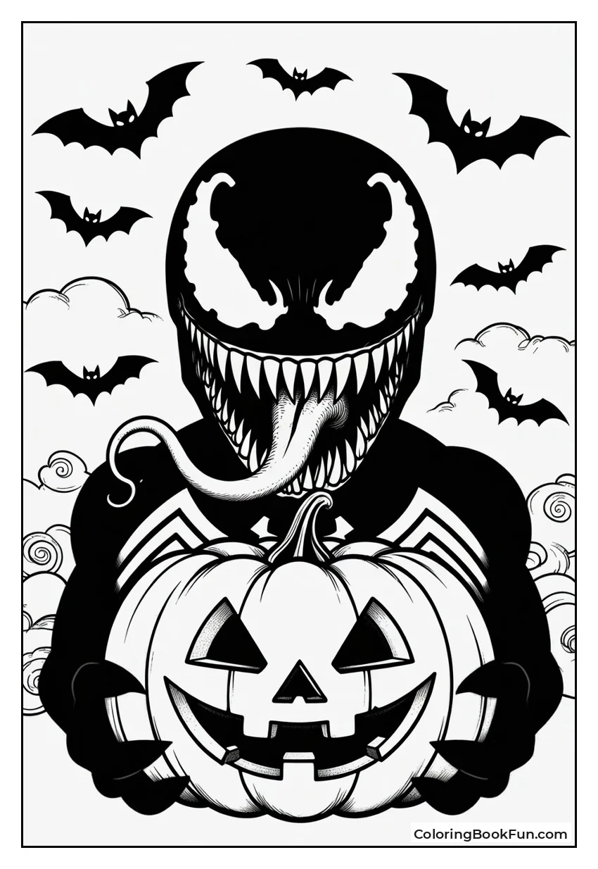 Venom Holds Carved Pumpkin