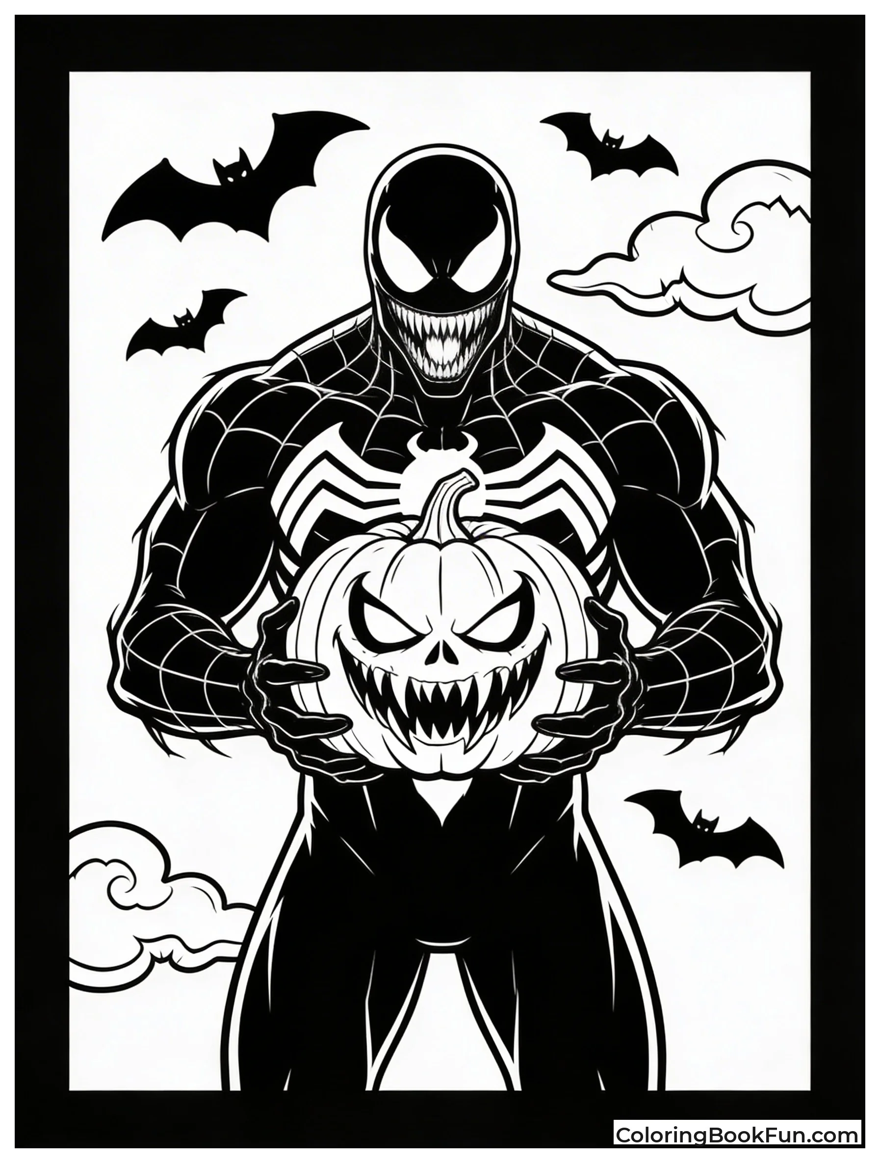 Venom Holds Carved Pumpkin