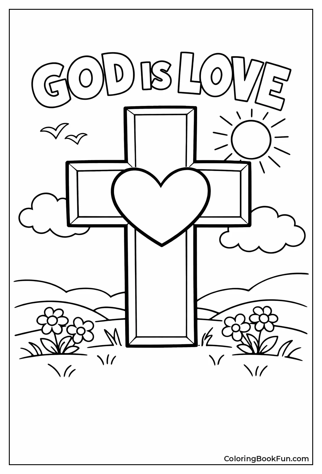 Heart Fills Drawn Cross