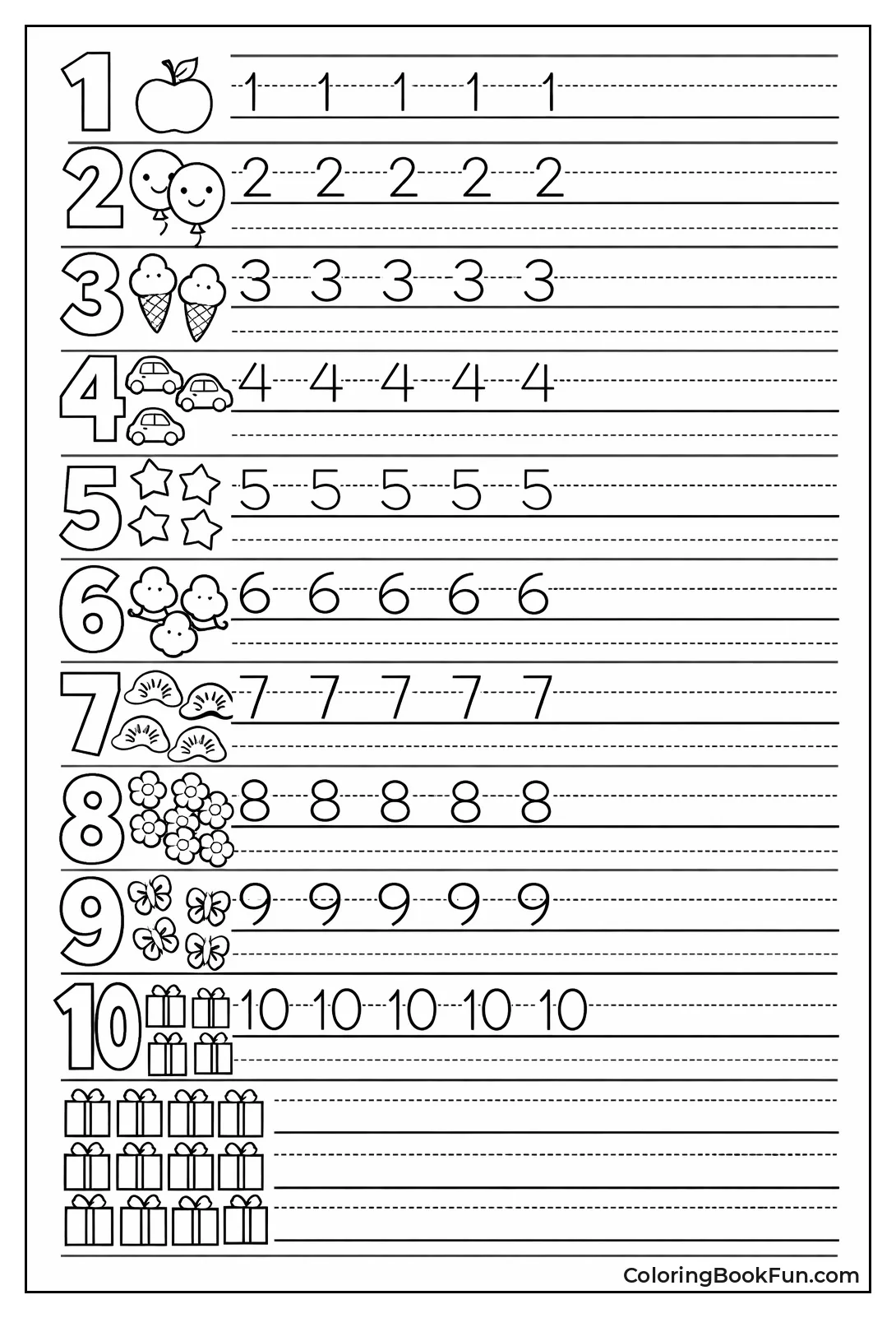 Practice Writing Numbers Rows