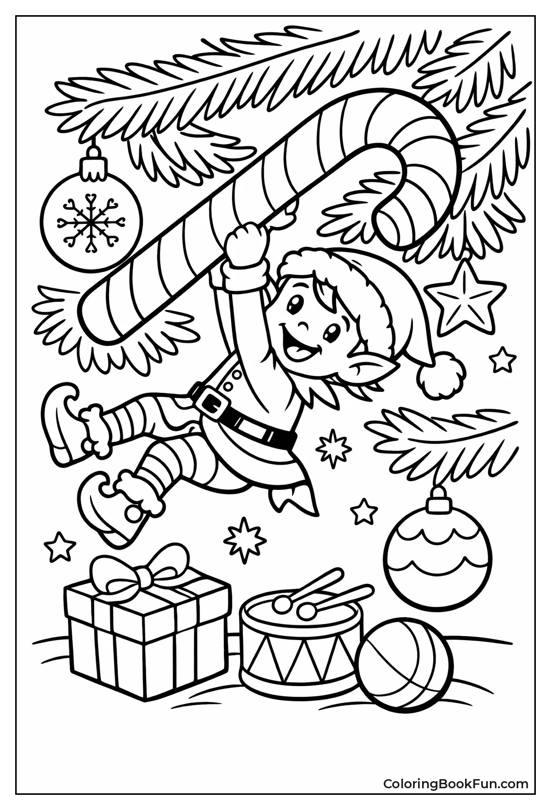 Elf Hanging on Candy Cane