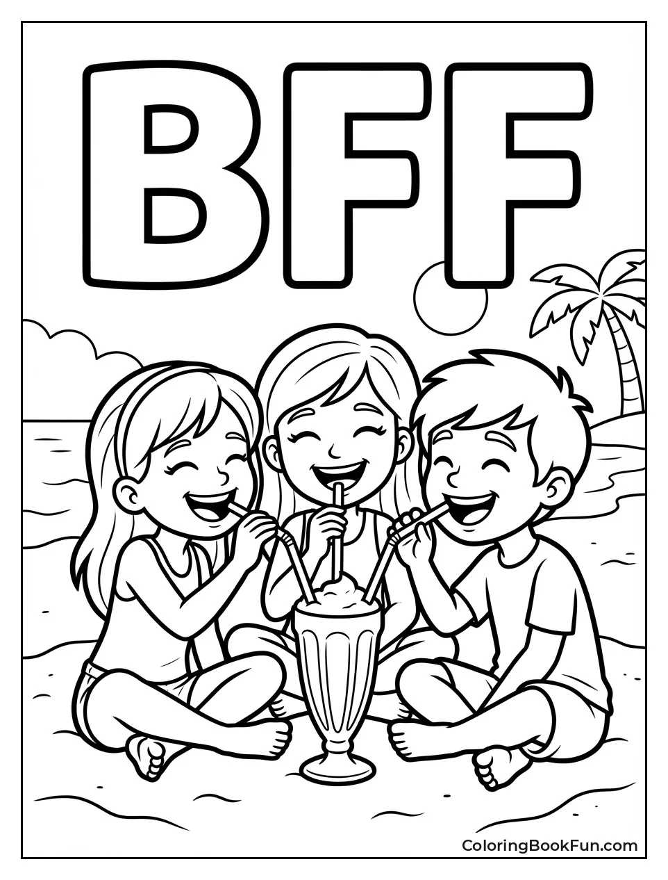 Friends Laugh on Beach