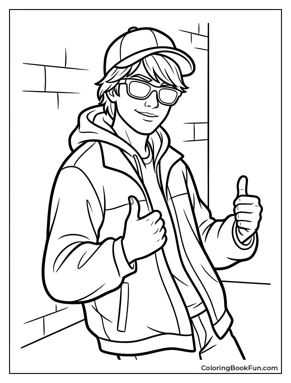 Jackson Leans with Thumbs Up