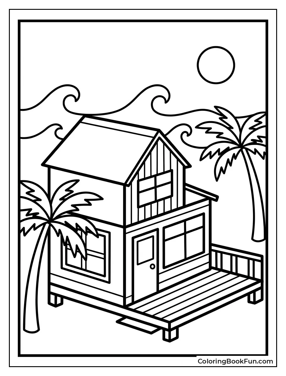 Beach House with Palm Trees