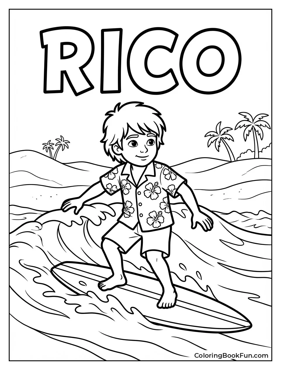 Rico Balances on Surfboard