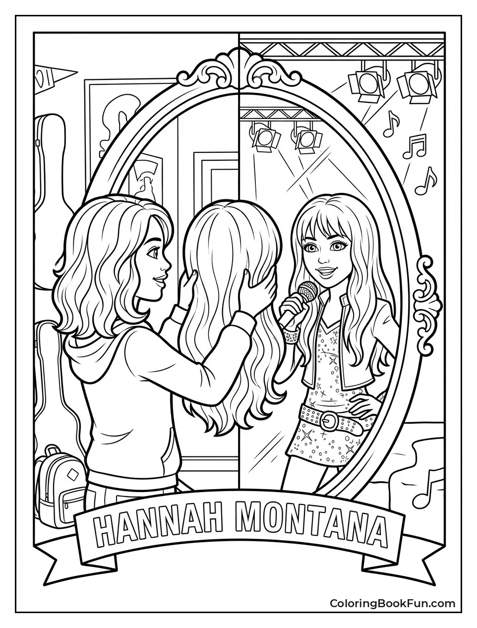 Miley Holds Wig in Mirror