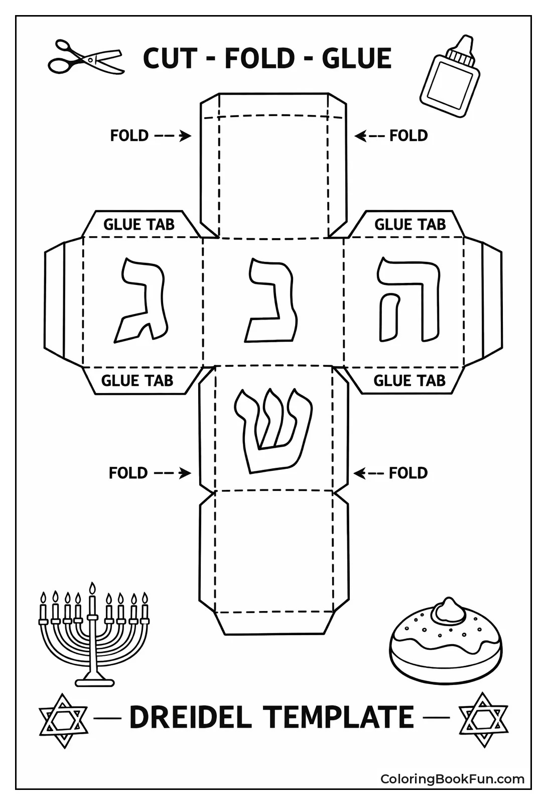 Foldable Dreidel Box Layout
