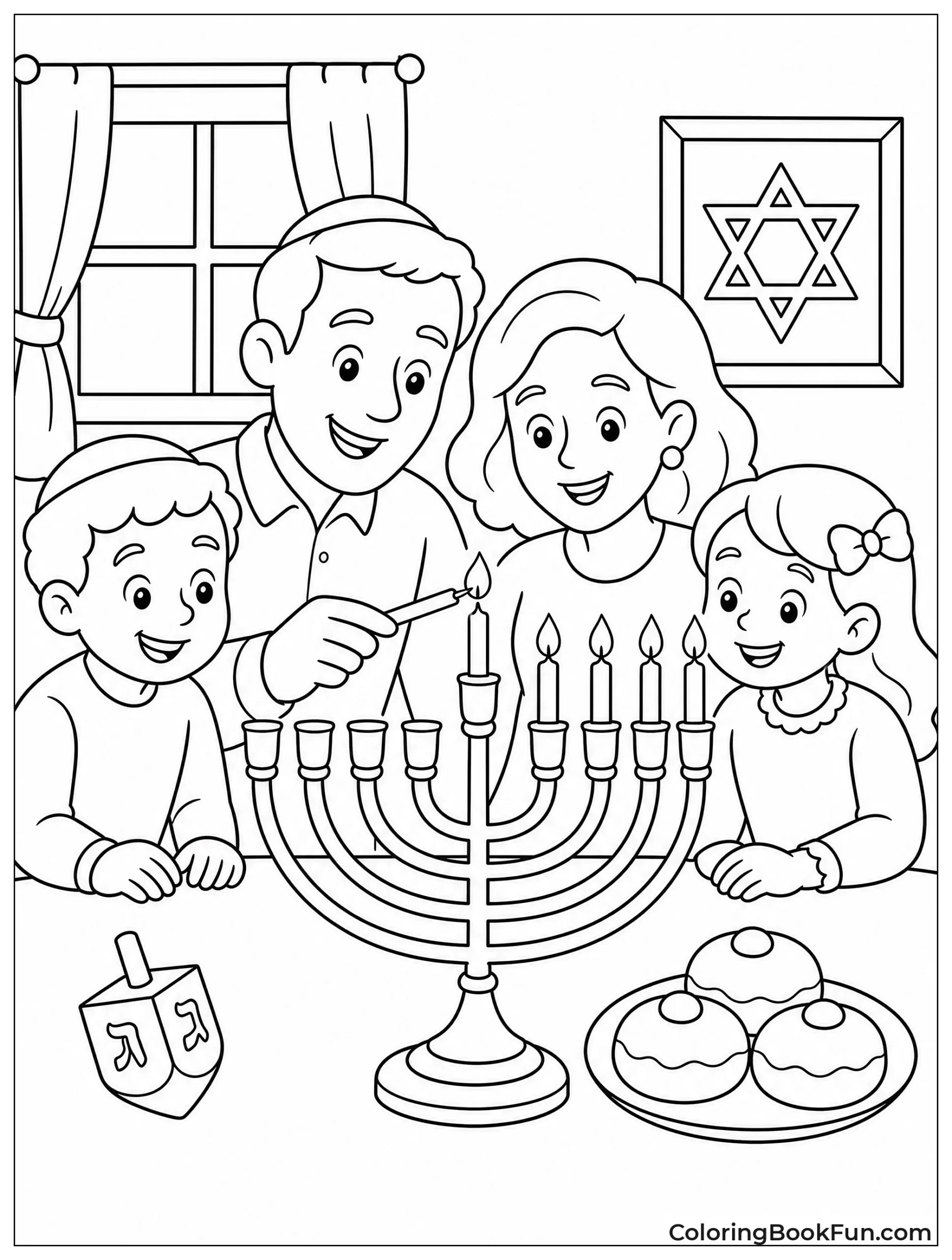 Family Lights Menorah Together