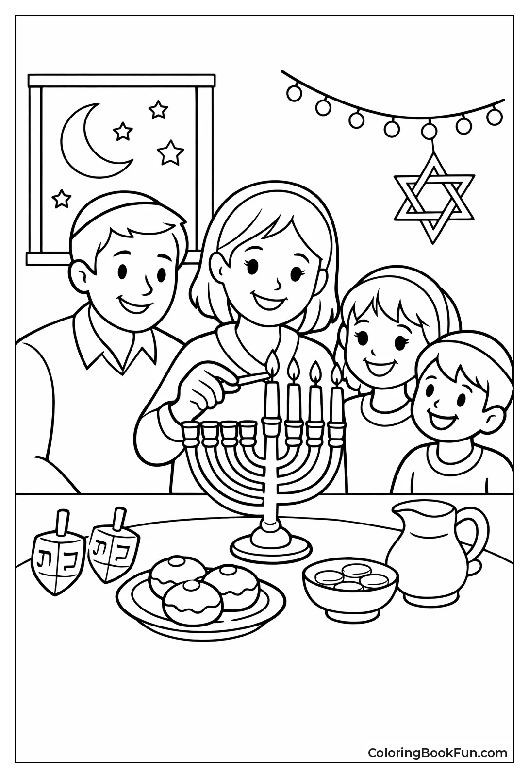 Family Lights Menorah Together